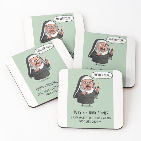 Item preview, Hilarious Angry Nun Birthday with Sinful Humor and Dark Comedy designed and sold by Places On Earth.