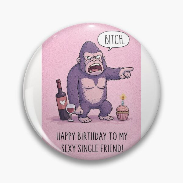 Artikelvorschau, Lustiger Gorilla-Geburtstag mit Wein, frechen Sprüchen und Humor über das Single-Leben entworfen und verkauft von Places On Earth.