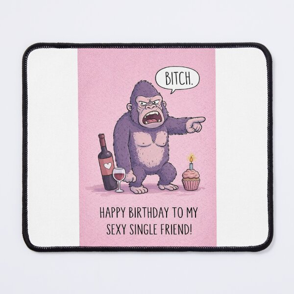 Item preview, Funny Gorilla Birthday with Wine, Sass, and Single Life Humor designed and sold by Places On Earth.