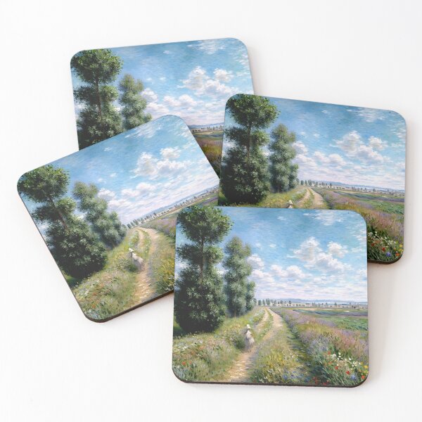 Item preview, Meadow with Poplars - A Serene Meadow Enveloped in Light designed and sold by artdesignsnow.