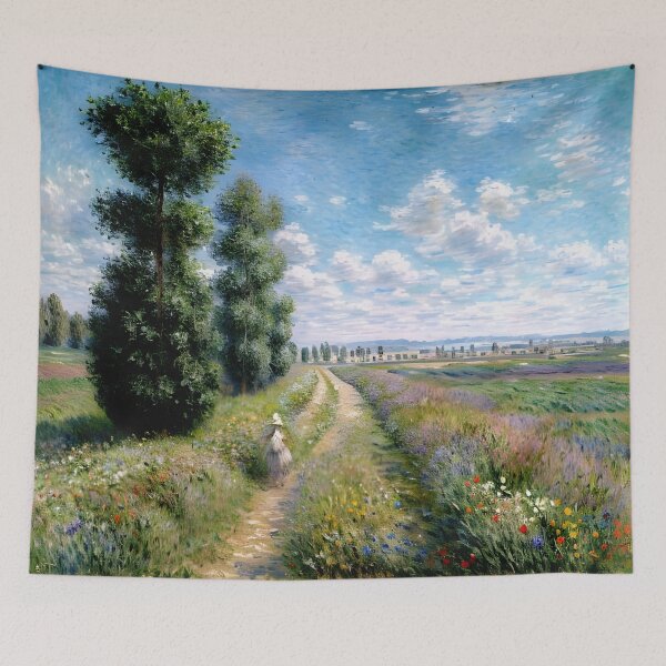 Item preview, Meadow with Poplars - A Serene Meadow Enveloped in Light designed and sold by artdesignsnow.