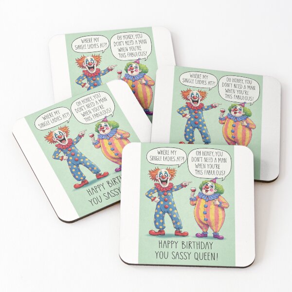 Item preview, Sassy Clown Birthday for Fabulous Single Queen with Wine and Confidence designed and sold by Places On Earth.