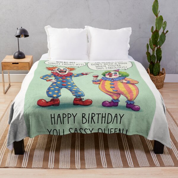 Item preview, Sassy Clown Birthday for Fabulous Single Queen with Wine and Confidence designed and sold by Places On Earth.