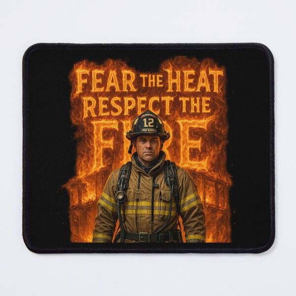 Item preview, Fear the Heat, Respect the Fire - Heroic Firefighter Illustration designed and sold by MKreative Studio.