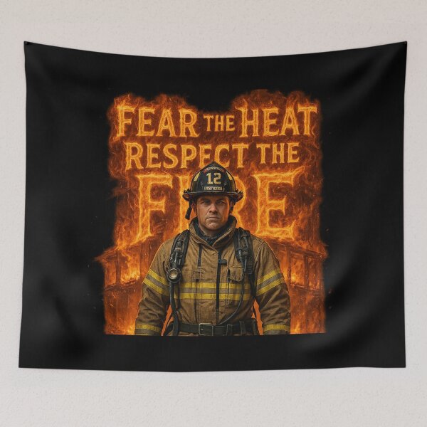 Item preview, Fear the Heat, Respect the Fire - Heroic Firefighter Illustration designed and sold by MKreative Studio.