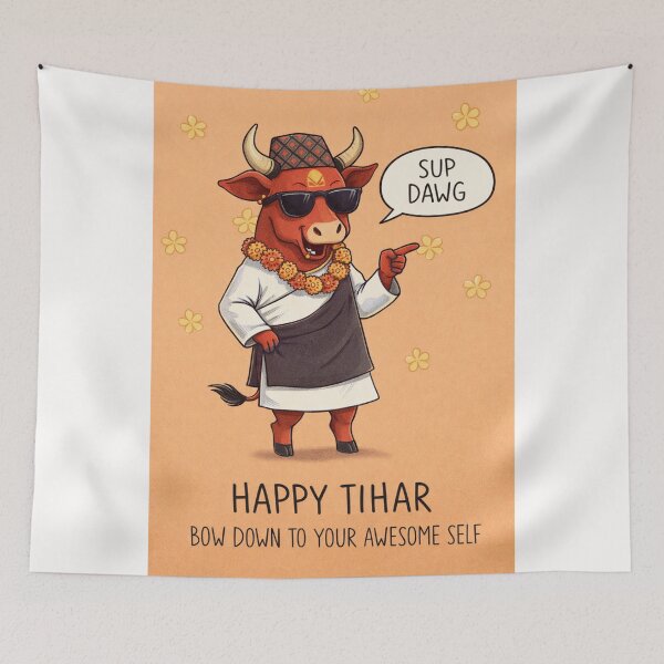 Item preview, Cool Cow Tihar Celebration with Nepalese Attire and Festive Swagger designed and sold by Places On Earth.
