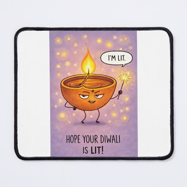 Item preview, Playful Diwali Lamp Illustration with Sparkler and Glowing Festival Lights designed and sold by Places On Earth.