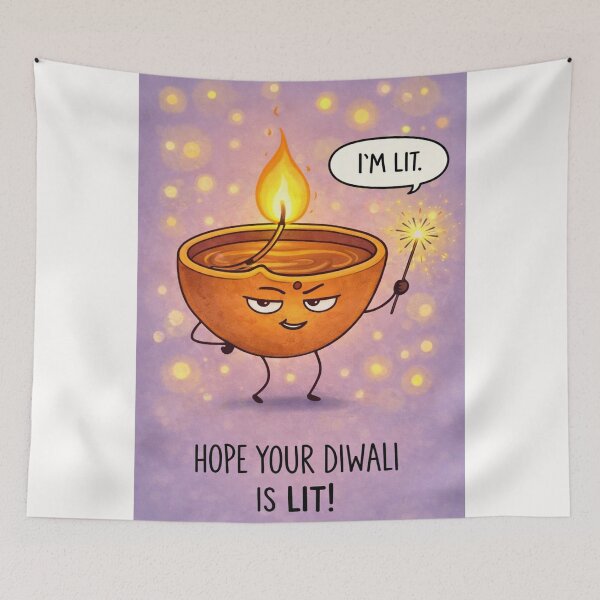 Item preview, Playful Diwali Lamp Illustration with Sparkler and Glowing Festival Lights designed and sold by Places On Earth.