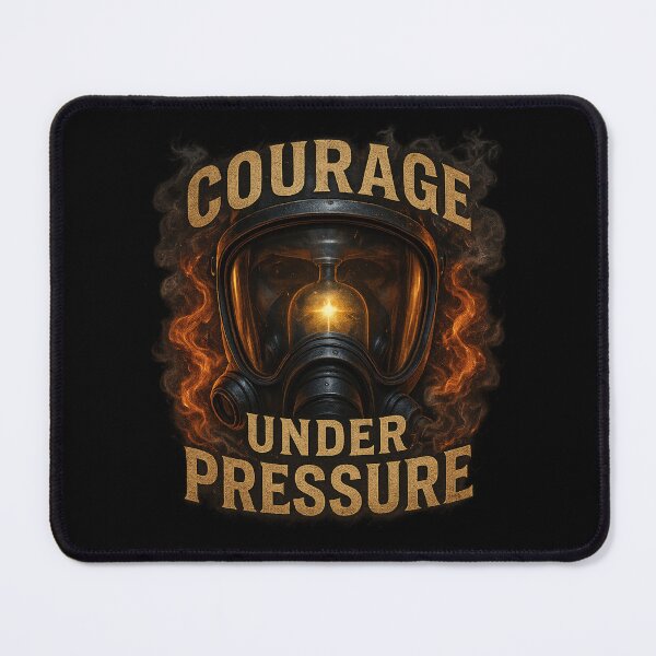 Item preview, Courage Under Pressure - Firefighter Mask & Flames Graphic designed and sold by MKreative Studio.