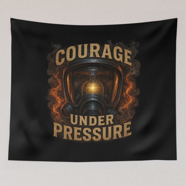 Item preview, Courage Under Pressure - Firefighter Mask & Flames Graphic designed and sold by MKreative Studio.