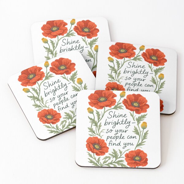 Item preview, Shine Brightly Red Poppy Floral Quote designed and sold by patters-silky.