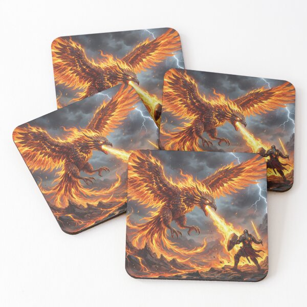 Item preview, Firestorm Battle Against Phoenix On Volcanic Field designed and sold by TheRichGallery.