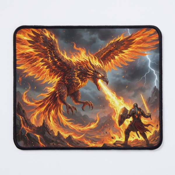 Item preview, Firestorm Battle Against Phoenix On Volcanic Field designed and sold by TheRichGallery.