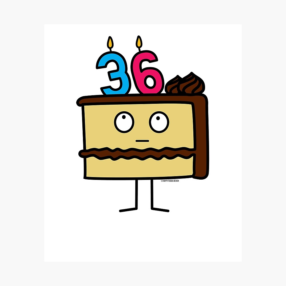 Poster 36e Gateau D Anniversaire Avec Des Bougies Glacage Dessert 36 Par Berenicelimon Redbubble