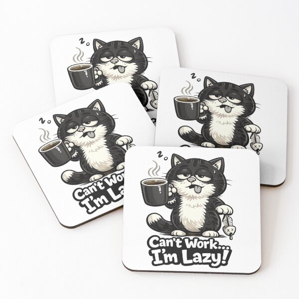 Aperçu de l'œuvre Tired Cat Coffee Humor créée et vendue par Lagoutièrre.