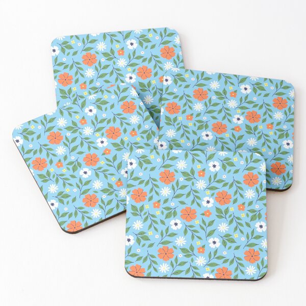 Item preview,  flowers and leaves on a blue background designed and sold by burbura.