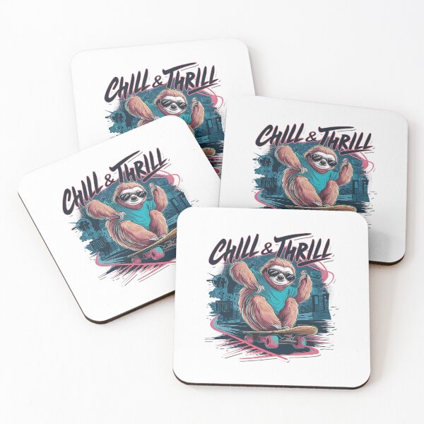 Item preview, Chill & Thrill Skateboarding Sloth Sticker - Urban Streetwear Mascot Art designed and sold by Mammu-Fashion.