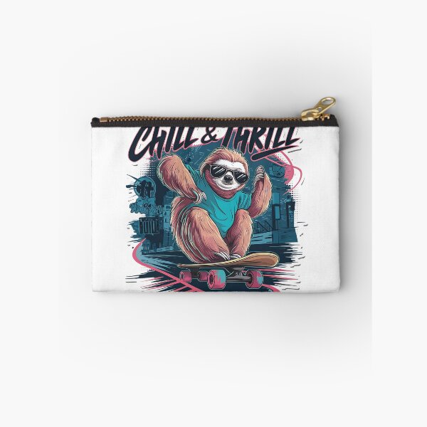 Item preview, Chill & Thrill Skateboarding Sloth Sticker - Urban Streetwear Mascot Art designed and sold by Mammu-Fashion.