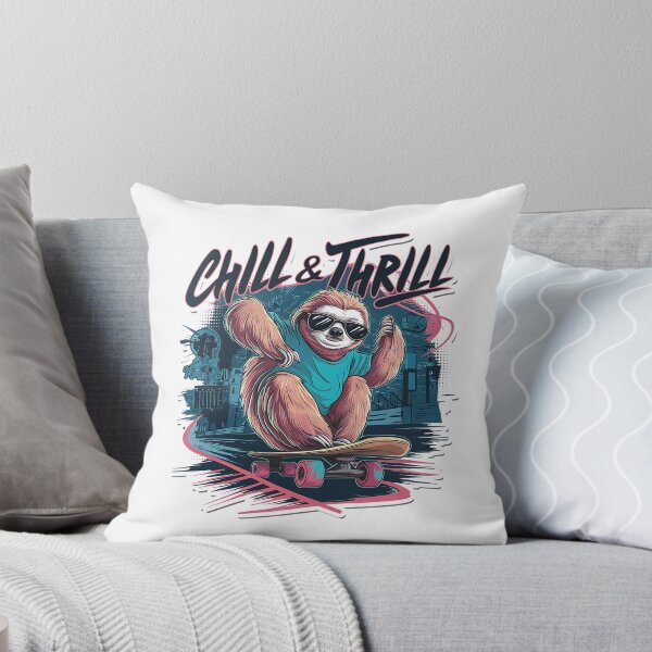 Item preview, Chill & Thrill Skateboarding Sloth Sticker - Urban Streetwear Mascot Art designed and sold by Mammu-Fashion.