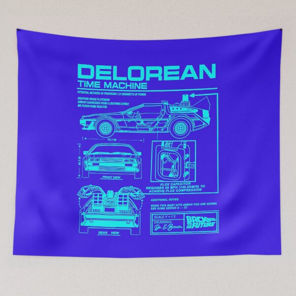 Item preview, Vintage Classic Car Delorean Project Blue Neon designed and sold by PrintCarClub.