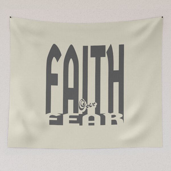 Item preview, Faith over fear| Minimal Christian Typographic Negative space 2 Timothy 1:7 Bible Verse art Gray/Grey designed and sold by ZechJohnRB.