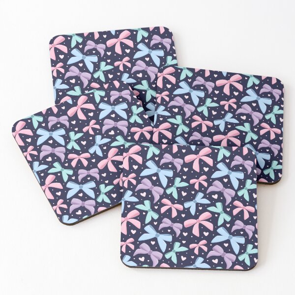 Item preview, Navy Pastel Coquette Bow And Heart Aesthetic Pattern designed and sold by DrawnByAllu.