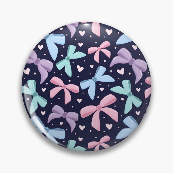 Item preview, Navy Pastel Coquette Bow And Heart Aesthetic Pattern designed and sold by DrawnByAllu.