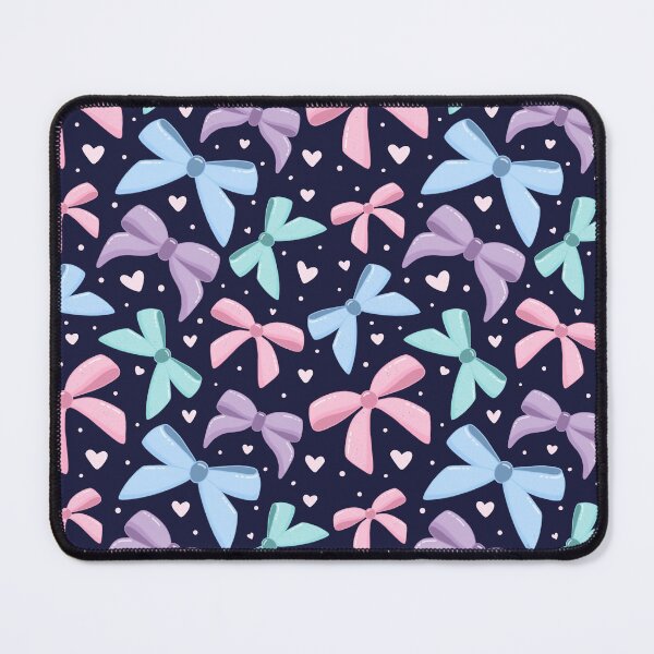 Item preview, Navy Pastel Coquette Bow And Heart Aesthetic Pattern designed and sold by DrawnByAllu.