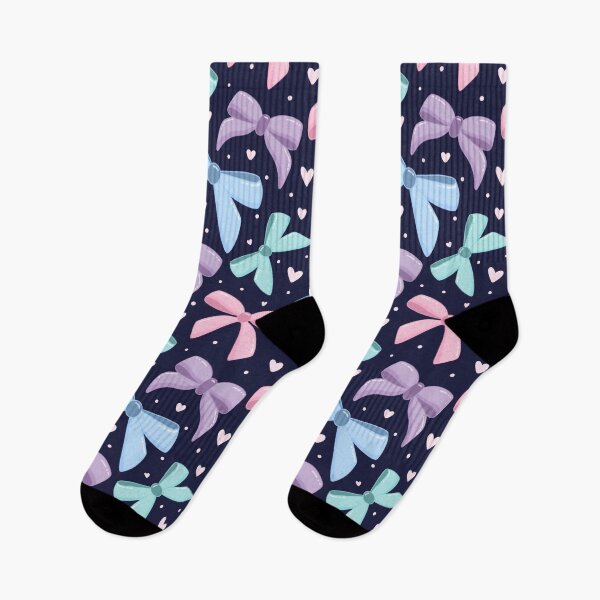 Item preview, Navy Pastel Coquette Bow And Heart Aesthetic Pattern designed and sold by DrawnByAllu.