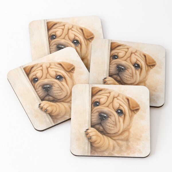 Item preview, Shy Shar Pei Puppy – Cute Watercolor Dog Illustration designed and sold by Darlin8888.