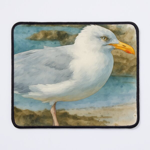Item preview, Seagull Portrait on Coastal Rocks – Fine Art Photography by M.A.L.K designed and sold by M.ALK.Watercolor.