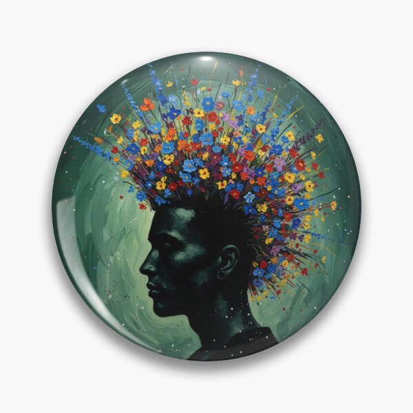 Item preview, silueta de mohawk de flores vibrantes designed and sold by Redfearn Studio.