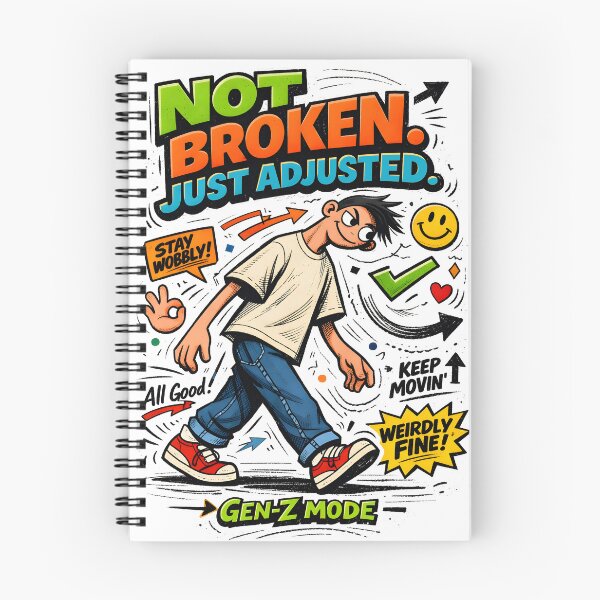 Item preview, Not Broken Just Adjusted Gen-Z Mode Tilted Character Art - Funny Mental Health Sticker Aesthetic, Relatable Post-Modern Humor Graphic, Stay Wobbly Sideways Guy Illustration for Quirky Self-Care designed and sold by Vivaan Studio.