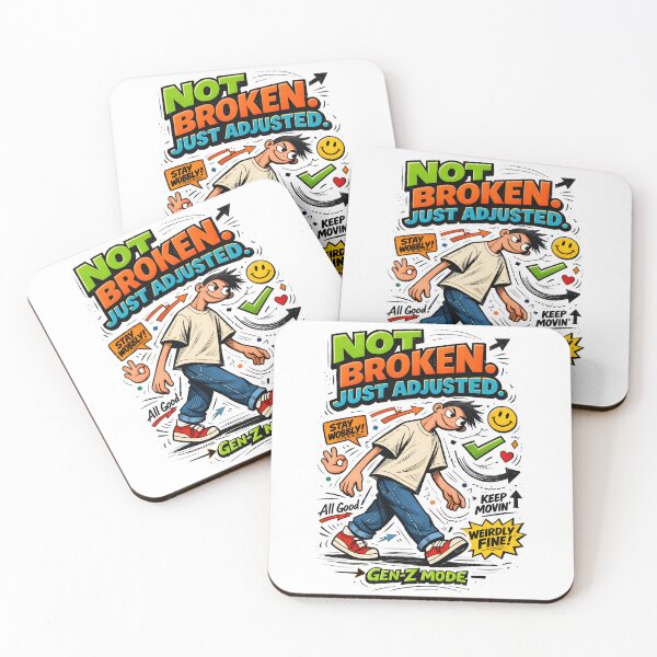 Item preview, Not Broken Just Adjusted Gen-Z Mode Tilted Character Art - Funny Mental Health Sticker Aesthetic, Relatable Post-Modern Humor Graphic, Stay Wobbly Sideways Guy Illustration for Quirky Self-Care designed and sold by Vivaan Studio.