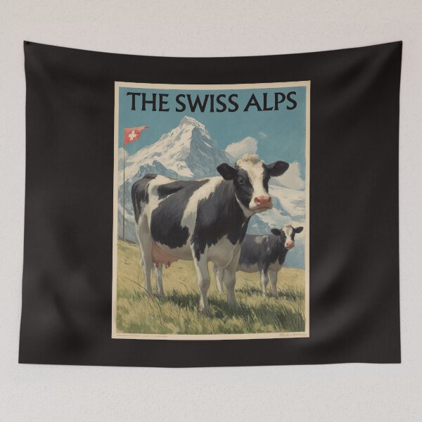 Item preview, A Vintage Travel Illustration of the Swiss Alps  designed and sold by GoodOldVintage.