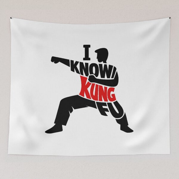 Item preview, I Know Kung Fu – Martial Arts Silhouette Typography Design designed and sold by inaveed.