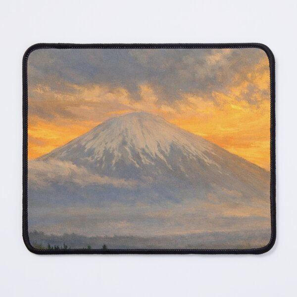 Item preview, Mount Fuji at Sunset – Swirling Clouds Over the Summit | Fine Art Painting designed and sold by RollFuzzy.