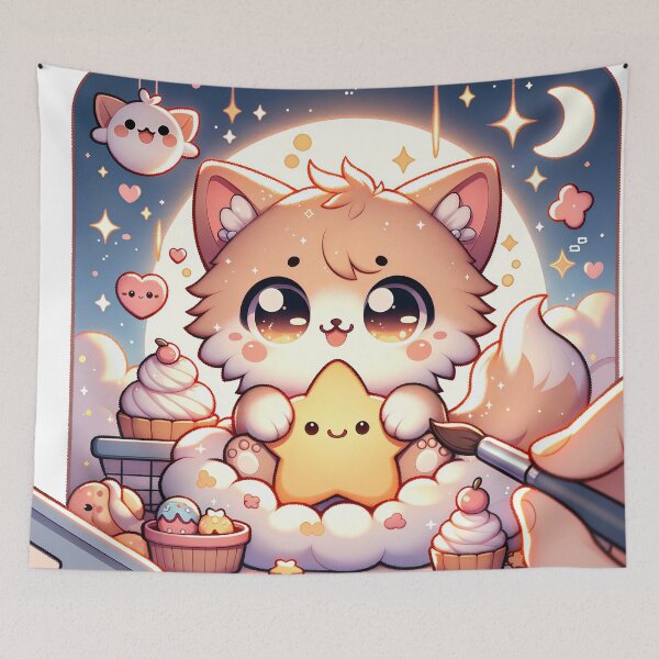 Item preview, Cute Kawaii Star Fox Cat – Magical Furfolkz Dream Companion with Star, Moon & Cozy Fantasy Aesthetic designed and sold by Furfolkz.