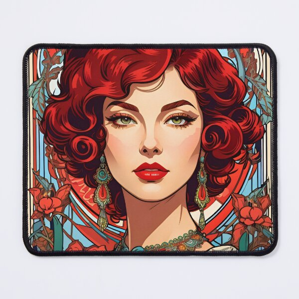 Item preview, Vintage Moulin Rouge Art Nouveau Redhead Woman Portrait designed and sold by BorgSpareParts.