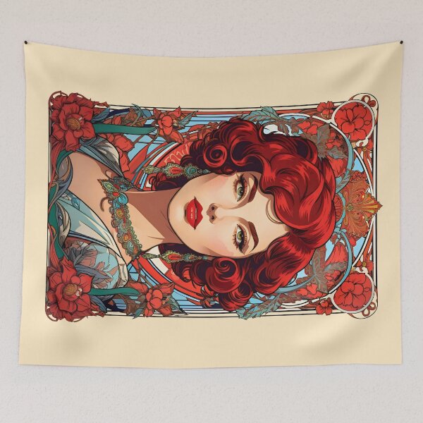 Item preview, Vintage Moulin Rouge Art Nouveau Redhead Woman Portrait designed and sold by BorgSpareParts.