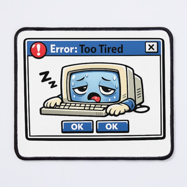 Item preview, Error Too Tired – Funny Retro ComputerTech Mood Humor designed and sold by  Bold Border Studio..