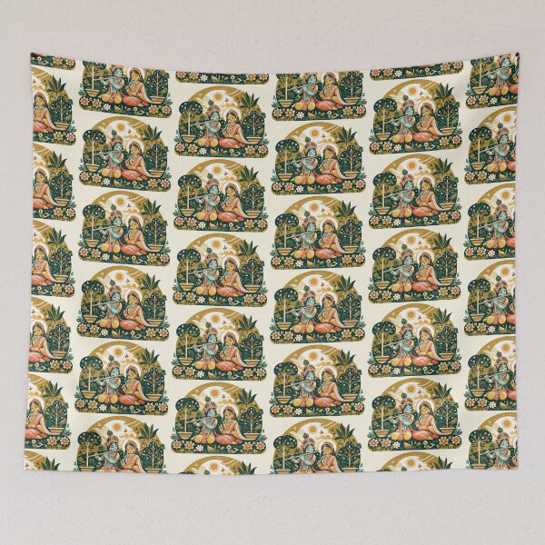 Item preview, Krishna and Radha in Garden illustration style designed and sold by ZOXOFO.