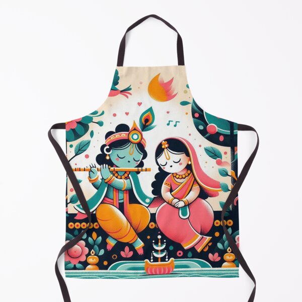 Item preview, Krishna and Radha in a garden sweet stylized children's book style designed and sold by ZOXOFO.