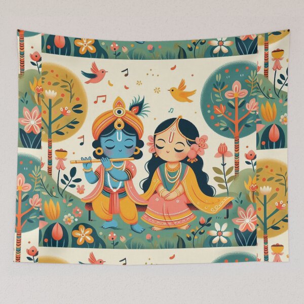Item preview, Krishna and Radha in Children's art style designed and sold by ZOXOFO.
