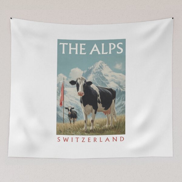 Item preview, A Vintage Travel Illustration of the Swiss Alps  designed and sold by GoodOldVintage.