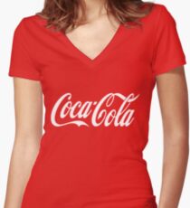 Coca Cola Logo Women's Fitted V-Neck T-Shirt