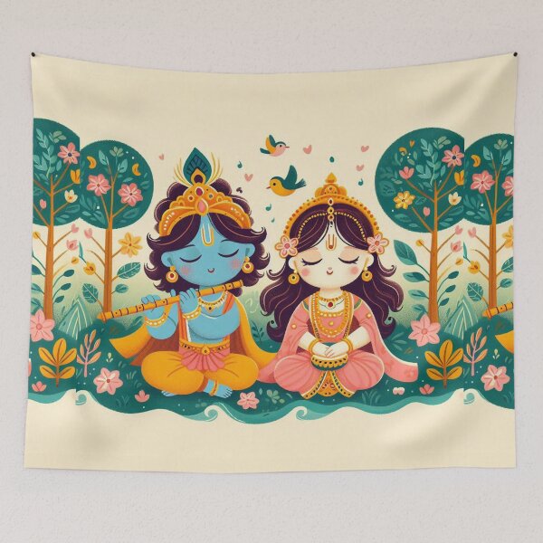 Item preview, Khrishna and Radha in child's garden designed and sold by ZOXOFO.