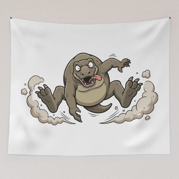 Item preview, Heavy Breathing Komodo Dragon Running Funny designed and sold by Petzzz.