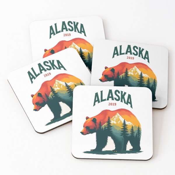 Item preview, Alaska brown bear Grizzly Bear colorful forest mountain designed and sold by pixeldizajn.