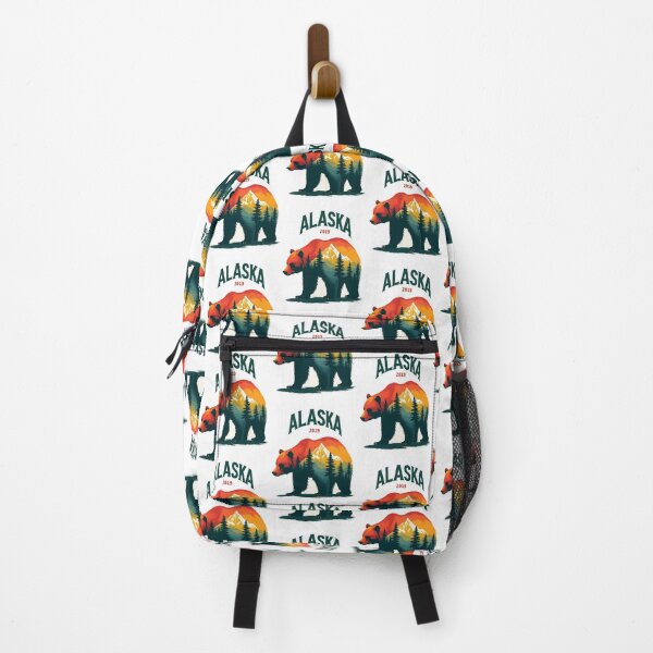 Item preview, Alaska brown bear Grizzly Bear colorful forest mountain designed and sold by pixeldizajn.